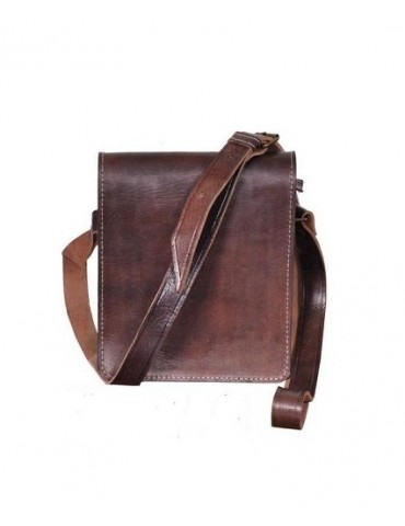 Artisanat Maroc cartable en cuir naturel Marron