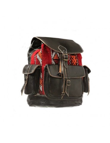 Leather and kilim backpack