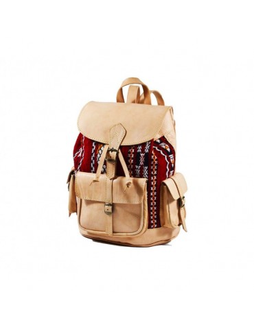 Beige natural leather backpack