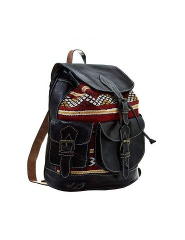 Morocco handicrafts leather and kilim backpack