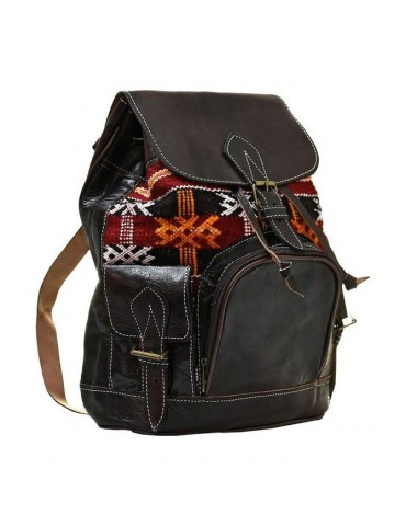 Morocco handicrafts leather and kilim backpack