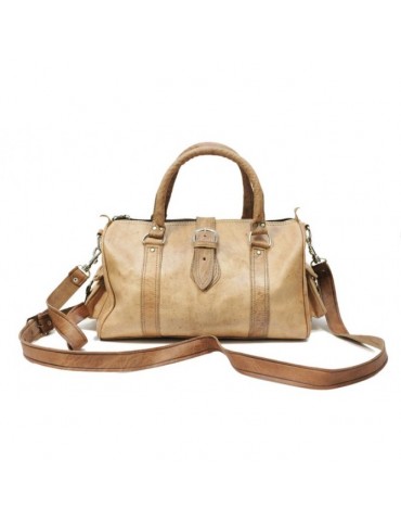 Sac à voyage vrai cuir naturel beige