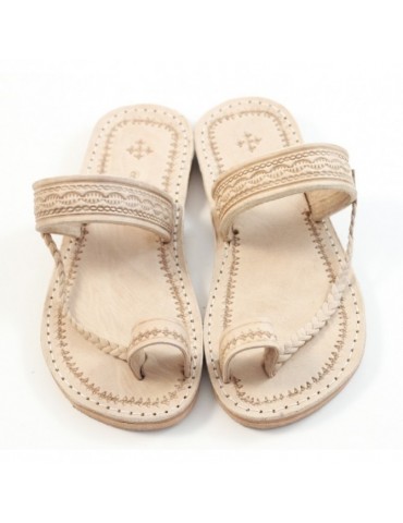 Sandalias de cuero beige artesanales