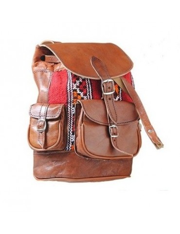 Leather and kilim backpack