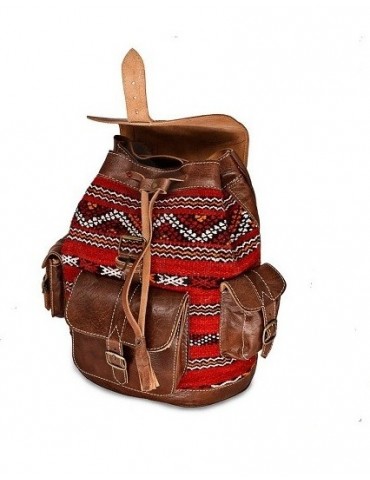 Leather and kilim backpack