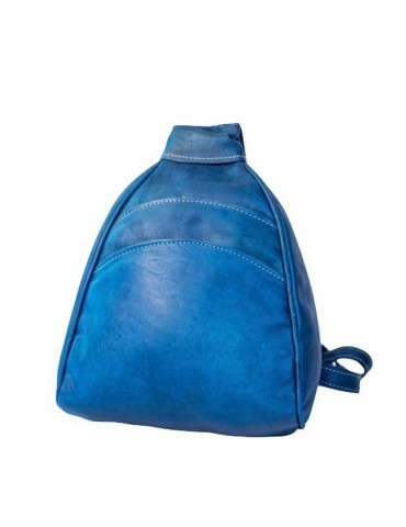 100% handgefertigter Naturleder Rucksack Blau